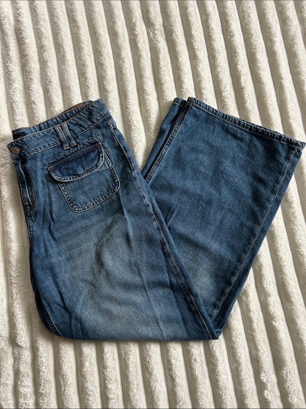 Aeropostale Women's Wide-Leg Denim Jeans in Blue Wash